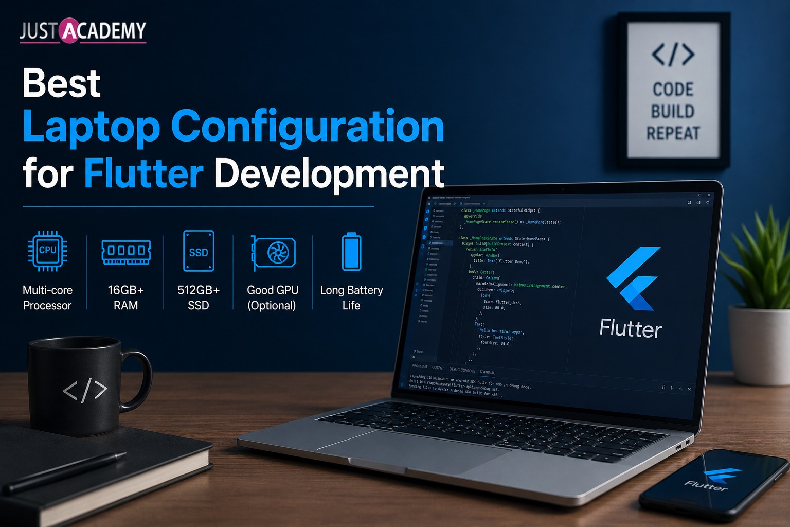 Flutter app development on laptop with Android Studio