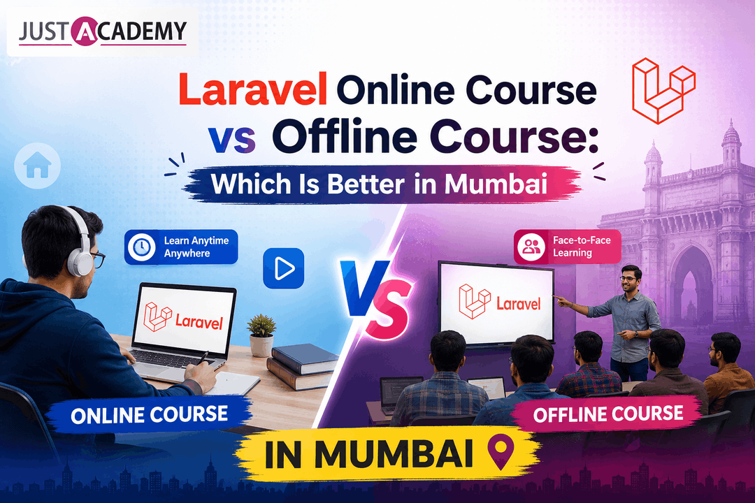 Student comparing Laravel online course and offline classroom training in Mumbai