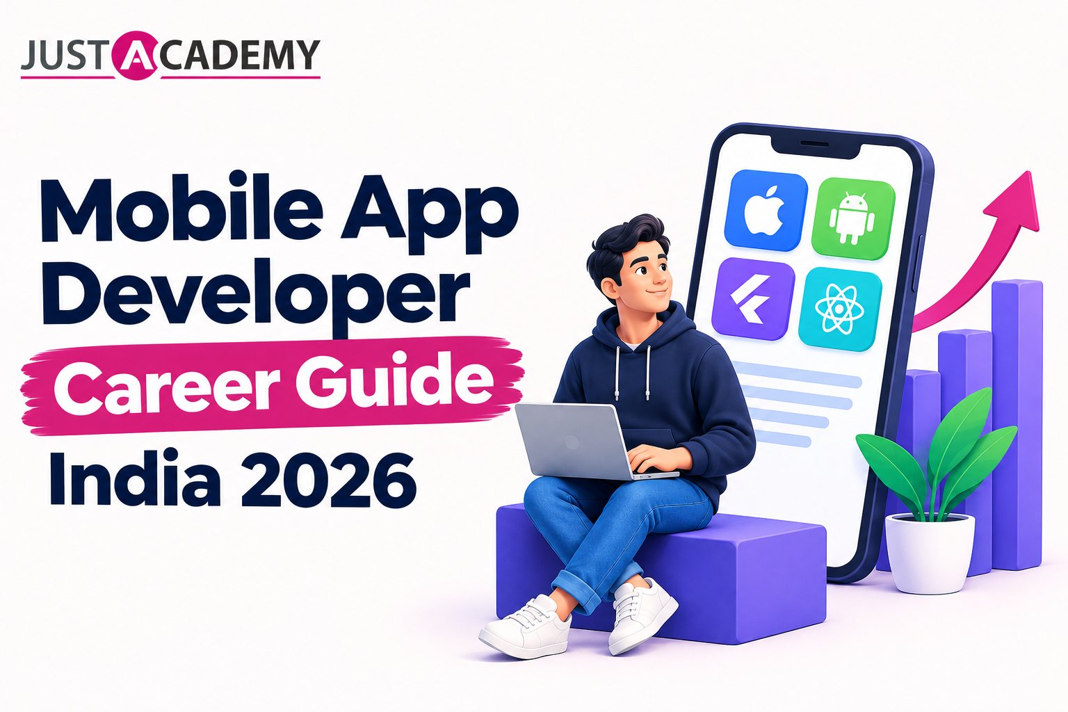 Mobile app developer working on Android and iOS app development on a laptop in Pune