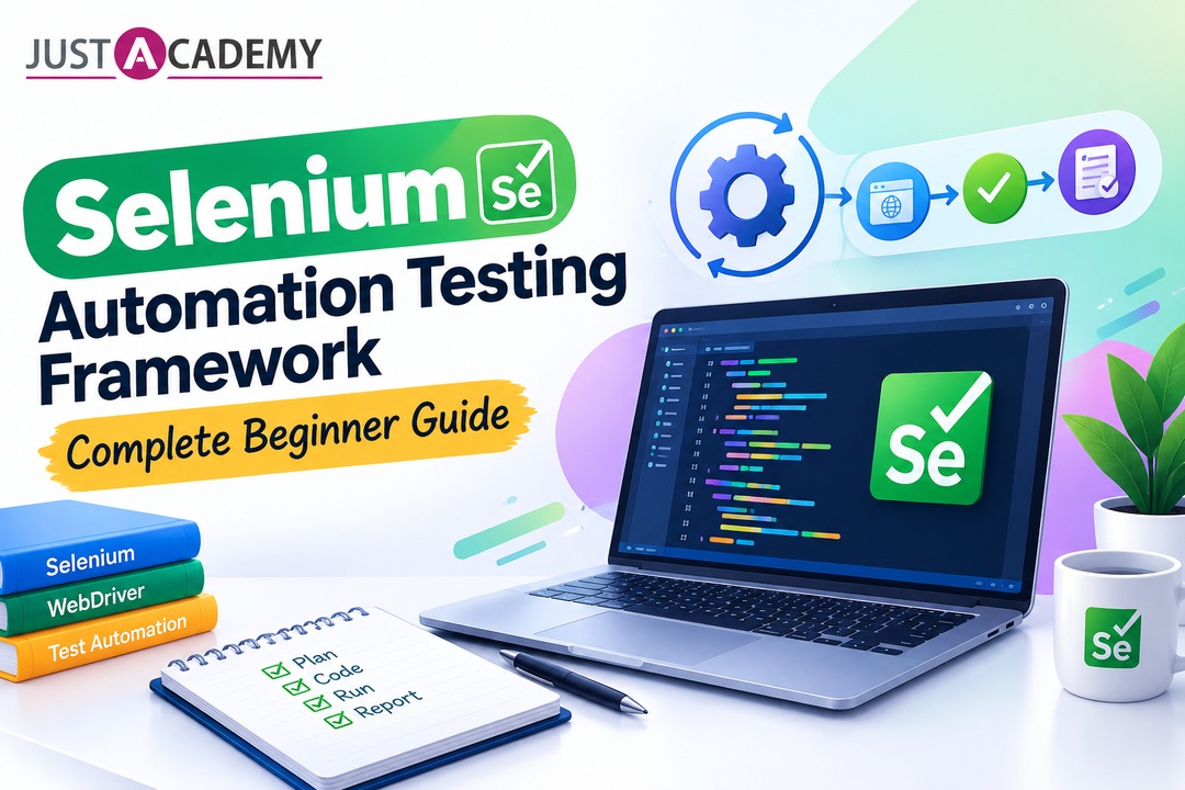 Selenium automation testing framework diagram showing tools for selenium used in QA workflows