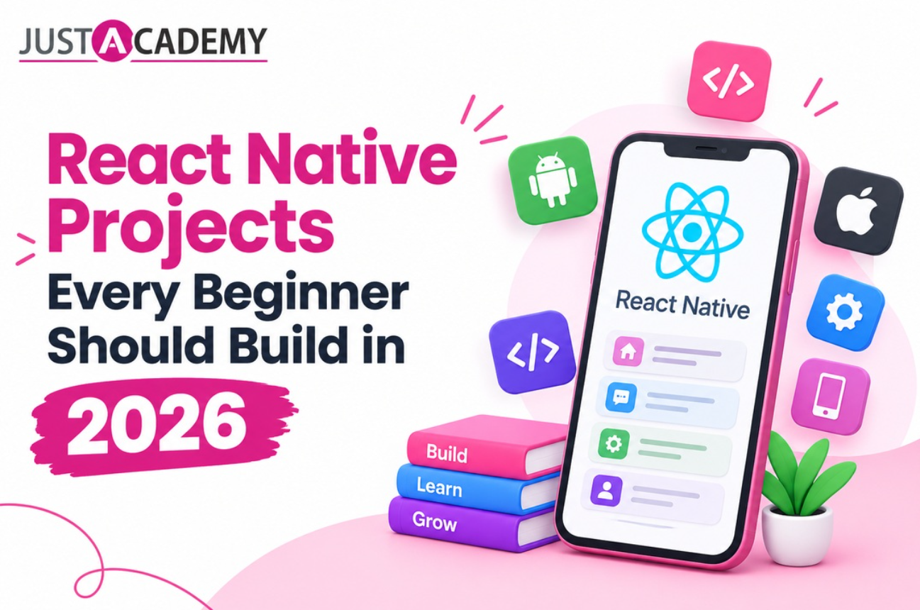 Beginner developer in Delhi building react native projects on a laptop with a mentor during a live interactive session