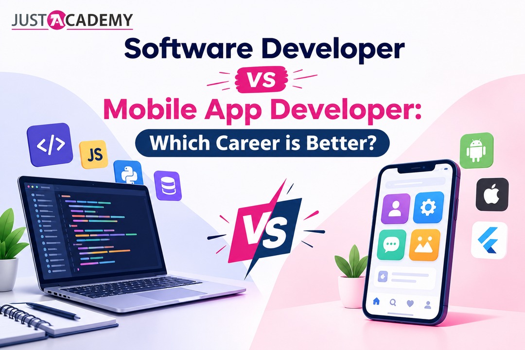 Delhi student comparing a software developer career and a mobile app developer career during a live instructor led session
