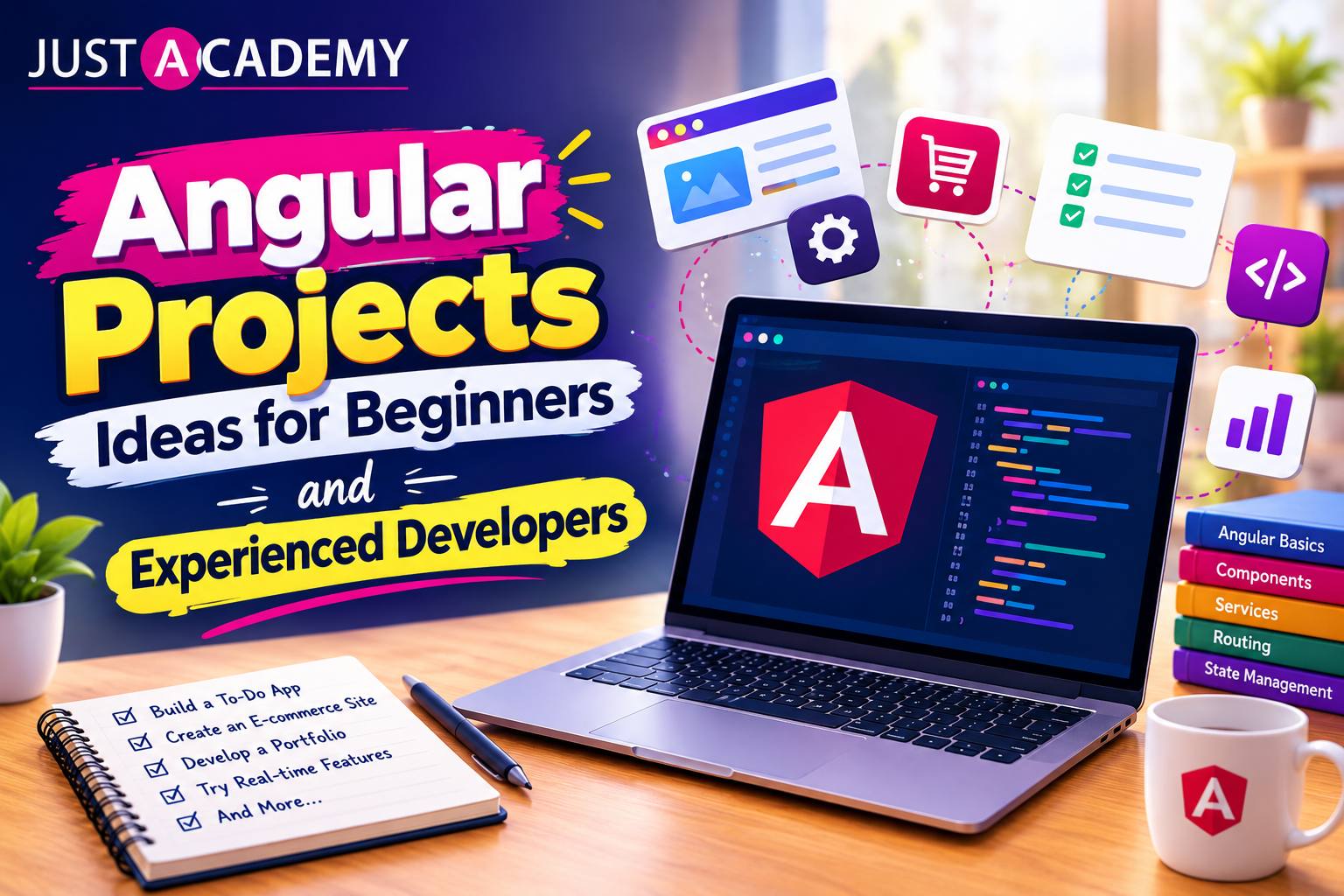 Student building an Angular project during an instructor led live interactive session at JustAcademy Delhi