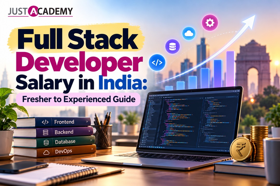 Full stack developer salary in India guide showing a Delhi learner coding in a live interactive online session
