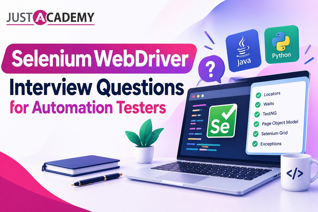 Automation tester explaining selenium webdriver interview questions during a live interactive instructor led session