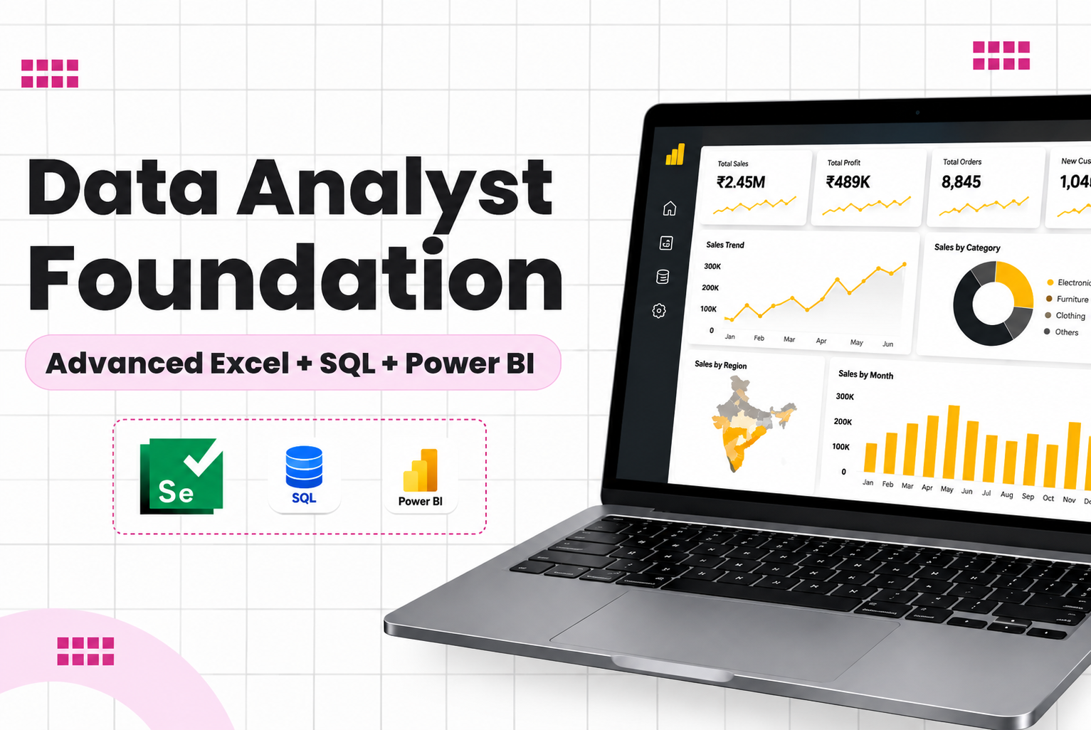 Data Analyst Foundation Training with Advanced Excel, SQL, Power BI, Live Sessions and Placement Assistance