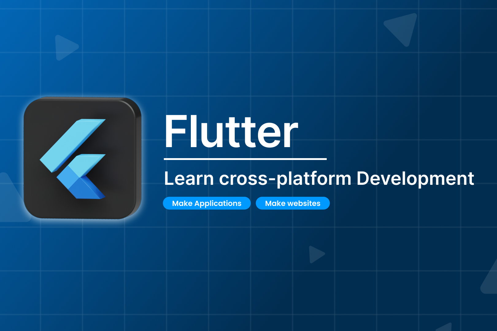 Flutter app development interface using Dart programming language for cross-platform mobile apps.