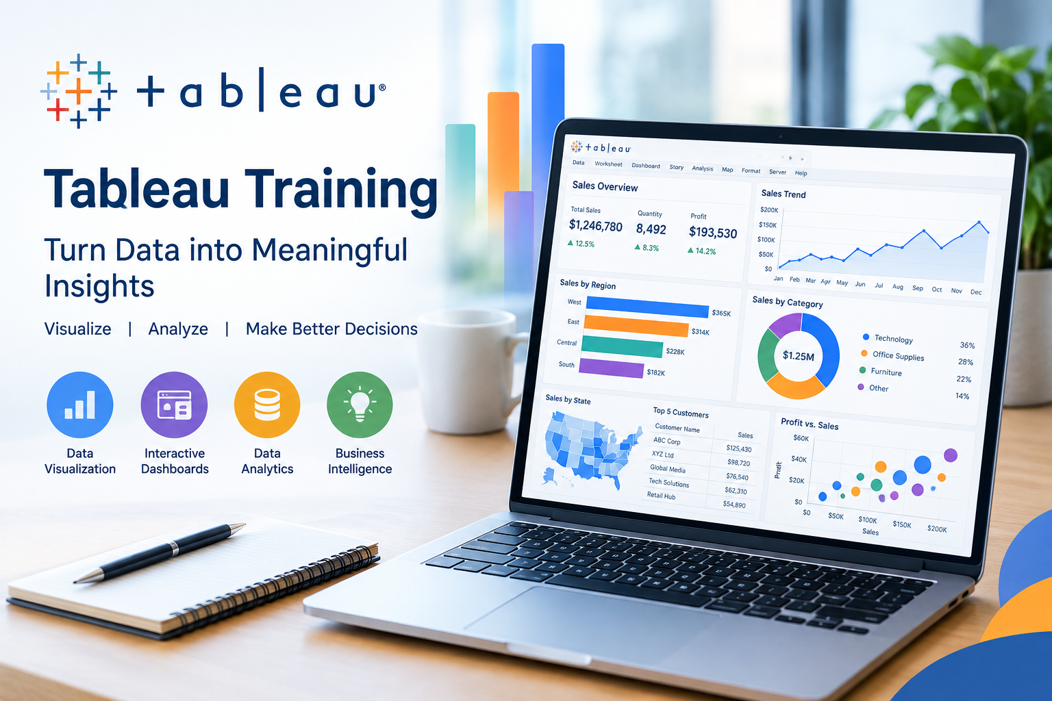 Tableau Training for Data Visualization, Interactive Dashboards, and Business Intelligence